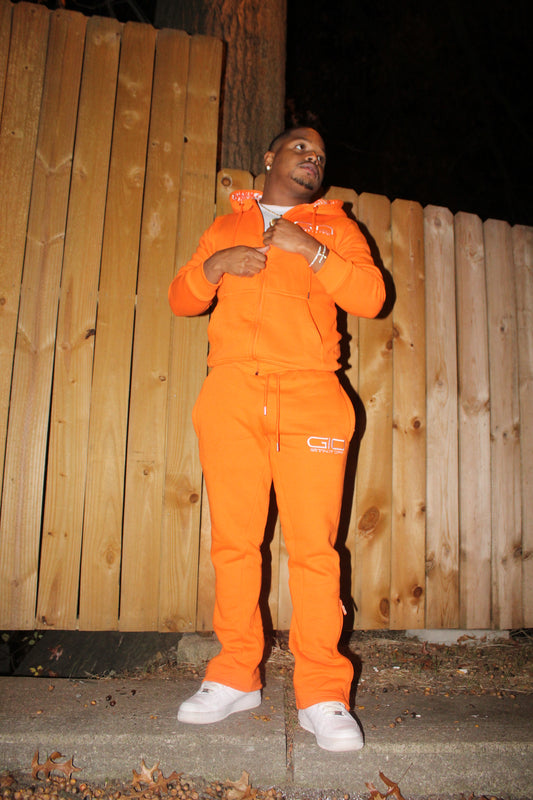 Gettin it Off ‘Flared Jogger Pants’ (Tang Orange)