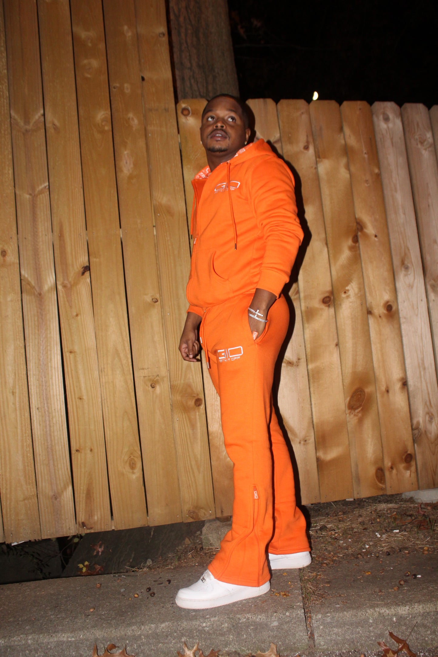 Gettin it Off ‘Flared Jogger Pants’ (Tang Orange)